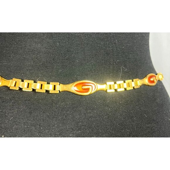 Vintage Gucci Gold G Logo Chain-Link Belt - Picture 6 of 9